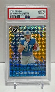 Aidan Hutchinson Rookie Wave Gold Prizm /10 Graded PSA 10 Gem 2022 Zenith Pop 1 - Picture 1 of 2