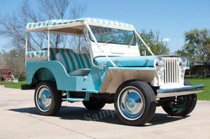 Retro Jeep 1960 Willys Vintage Coche Azul Alta Resolución Decoración de Pared Impreso Póster Fotográfico - Imagen 1 de 1