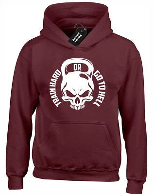 TRAIN HARD OR GO TO HELL HOODY HOODIE GYM TOP BIG TALL SIZE 3XL 4XL 5XL - Image 1 of 4