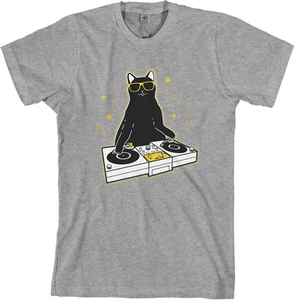 Cat DJ Men's T-Shirt Funny Turntable Music Lover Gift - Bild 1 von 9