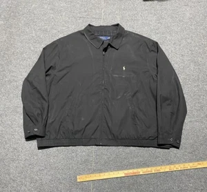 Polo Ralph Lauren Black Harrington Jacket Plaid Lined Full Zip Mens Size 4XB Big - Picture 1 of 5