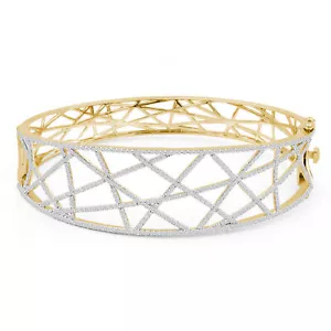 2.18 CT Round VS1 F Diamond Cluster Bracelet 14K Yellow Gold - Picture 1 of 2