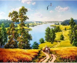 Paint By Numbers DIY Kit Rural Country View landscape 40CMx50CM Canvas - Picture 1 of 7