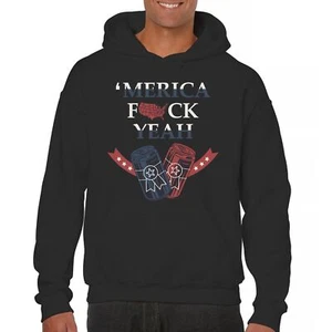 Merica F*ck Yeah Sweatshirt Patriotic American Pride Drinking Beer Hoodie - Picture 1 of 56