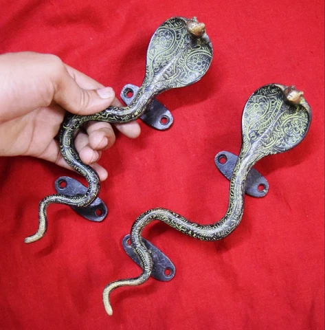 Python Cobra Snake Door Handle Brass Handmade Vintage Style Wardrobe Pull BM17 Cover