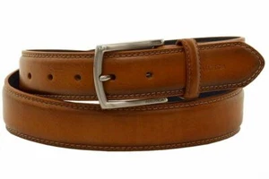 Nautica Men's Cognac Double Stitch Genuine Leather Belt size 32 - Picture 1 of 3