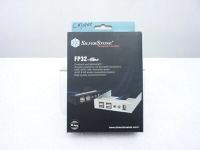 PC Frontblende 3.5 Zoll Silverstone FP32 schwarz, USB, Fire Wire, Audio, Mic OVP - Bild 1 von 4