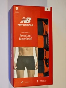 Men's New Balance 6 Pack Performance Premium Boxer Briefs Orange Black Gray Sz L - Picture 1 of 4