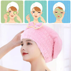 Quick Dry Hair Turban Hair Drying Towel Wrap Turban Head Hat Bun Cap Shower