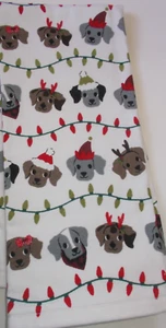 FULL Multi-color STRING CHRISTMAS LIGHTS AND DOGS Print Cotton Kitchen Towel - Picture 1 of 1