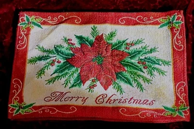 圣诞 Poinsettia Place Mats 套装 4 印度 — 第 1/3 张图片