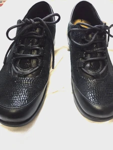 Revere LEATHER  Alberta Lace Sneakers Black/Metallic 41W / 10W (wide) NEW NO BOX - Picture 1 of 11