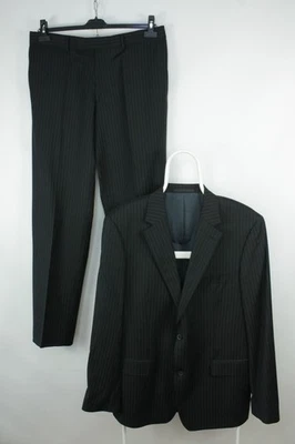 Vintage Hugo Boss Burton/Reno Pinstriped Black Wool Suit Men's Size 44/54R - Image 1 of 4