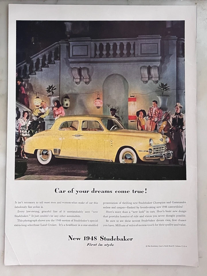 1948 magazine ad for Studebaker -Car of your dreams come true! - Image 1 of 1