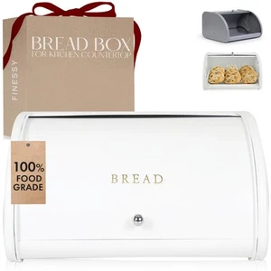 Modern Metal White Bread Box for Kitchen Countertop for Homemade Loaf Sourdou... - Picture 1 of 6