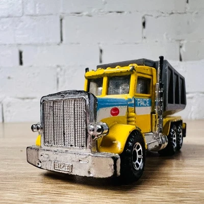 Matchbox Superfast MB96 Peterbilt Dump Truck Pace Yellow Blue White 1985 - Image 1 of 4