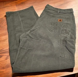 Vintage Carhartt Hose Herren 42 x 31,5 olivgrün B11 Duck Carpenter Work USA 90s - Bild 1 von 18