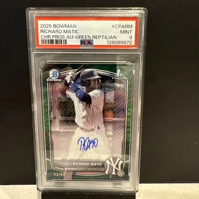 2025 RICHARD MATIC Bowman Chrome AUTO CPA-RM Green Reptillian /99 PSA 9   - Image 1 of 2