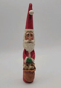 "Figura de resina de Navidad arte popular de Papá Noel delgada de 6"" lápiz vintage" - Imagen 1 de 6