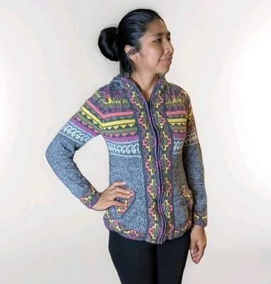 Suéter de Lana de Alpaca Hecho a Mano Boho Andeancore Tejido Pullover Hecho en Bolivia SML Foto 1 de 4