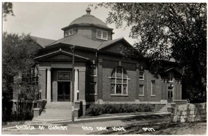 Red Oak, IA Iowa antigua postal RPPC, Iglesia de Cristo por Cook - Imagen 1 de 2