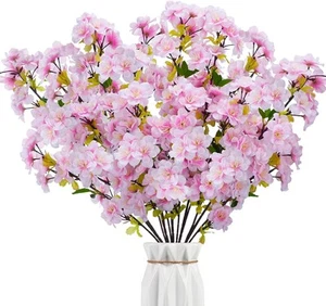 Artificial Cherry Blossom Flowers, 5pcs Faux Pink 5PCS, Light - Picture 1 of 8