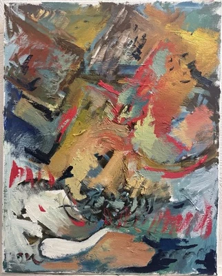 Abstract Oil Painting On 16”x20” Canvas Modern Nautical Composition Original - Image 1 of 2