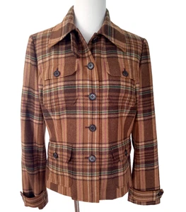 Chaqueta Blazer Lauren Ralph Lauren Para Mujer De Colección Marrón A Cuadros Lana Ecuestre Talla 10 - Imagen 1 de 9