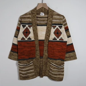 Vintage 70er Jahre Damen Fully Fashioned Space Dye Glockenärmel Cardigan Pullover Small - Bild 1 von 18