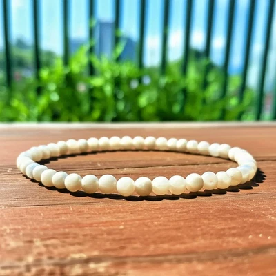 2025NEW! 4mm Mother of Pearl Round Beads Healing Stretch Bracelet Gift for Women - Image 1 of 3