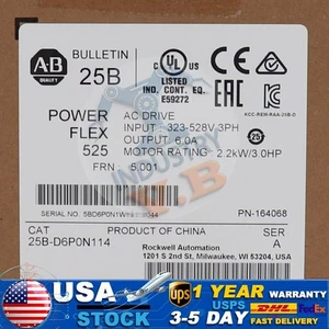 AB 25B-D6P0N114 2022 Powerflex 525/A PLC AC Drive 2,2 kW 3 HP 480 V AC 25BD6P0N114 - Imagen 1 de 4