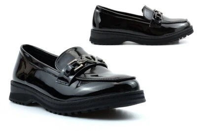 CIPRIATA Scarpe da scuola nappa ragazze mocassini neri patinati donna scarpe da lavoro taglia