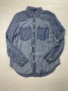 Forever 21 Blue Denim Button Up Shirt Women’s Small - Picture 1 of 8