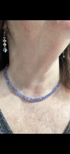 100.00ct Tanzanite Rondelle Bead Sterling Silver Necklace - Picture 1 of 3