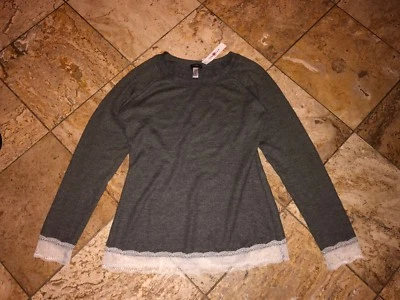 Top de pijama Cosabella Italia Cortina gris encaje manga larga para mujer nuevo con etiquetas Foto 1 de 4