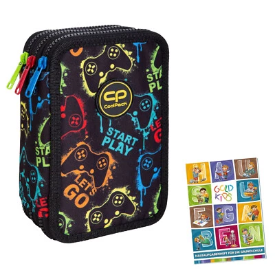 GOLDKIDS Federtasche 3-fache Federmäppchen gefüllte Schüleretui Xplay Pad Game