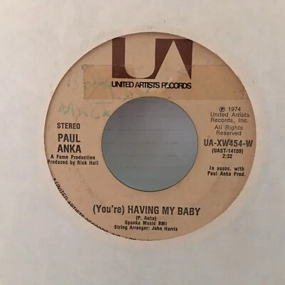 PAUL ANKA - YOU'RE HAVING MY BABY / PAPA - 7" 45 RECORD UNITED ARTISTS - Image 1 of 2