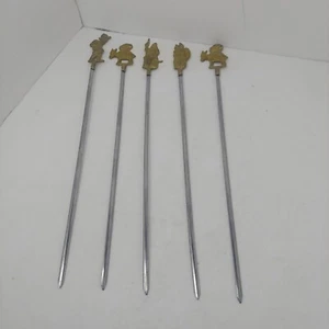 Vintage Turkish Brass Stainless Shish Kabob Skewers Made In Turkey Lot Of 5 - Picture 1 of 9