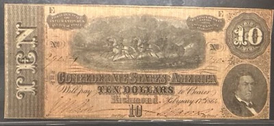 ⭐️⭐️ UNC FEBRUARY 17, 1864 TEN DOLLAR $10 CONFEDERATE STATES NOTE CS-68 - Image 1 of 2
