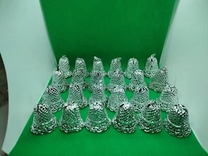 (1) 24 Pack Vintage Plastic Silver Bells Christmas Tree Ornaments  - Picture 1 of 4