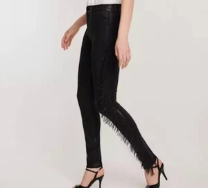 J brand Halperin Fringed Coated Maria High Rise Skinny Jeans Pants - Picture 1 of 12