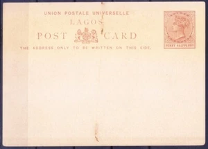 Unused postcard of Lagos 1875 3p red brown QV  - Picture 1 of 1