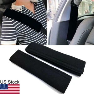 2pcs Black Car Seat Belt Strap Cushion Safety Soft Pads Shoulder Headrest Cover - Picture 1 of 7
