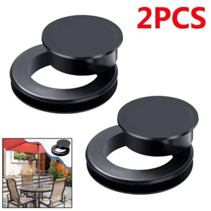 2x Black 2 inch Umbrella Hole Ring Plug Set outdoor glass patio table Furniture - Picture 1 of 12