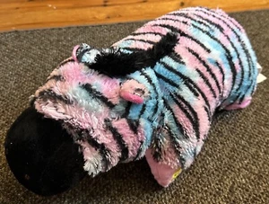 2013 Glow Pets Zebra Pink Blue Striped Pillow Pets Plush Stuffed Toy Clean WORKS - Picture 1 of 6