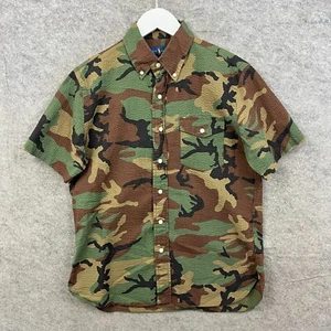 Ralph Lauren Shirt Mens Small Green Seersucker Camo Button Down Classic Fit - Picture 1 of 9