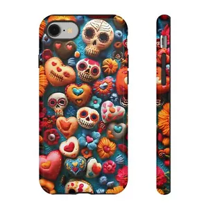 Personalized Tough Phone Case Romantic Skull Blooms. iPhone, Samsung, Google - Picture 1 of 162