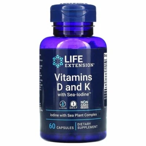 Vitamins D and K with Sea-Iodine Life Extension 60 Caps MK-7/K1/K2  - Picture 1 of 2