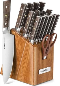 Professional Kitchen Knife Set with Block Wooden German Stainless Steel - Picture 1 of 6