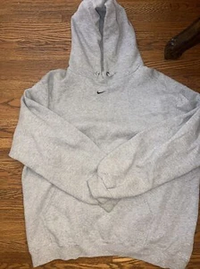 NIKE Hoodie Sweatshirt VINTAGE RARE XXL TTG Grey RED SWOOSH  Classic Throwback - Picture 1 of 4